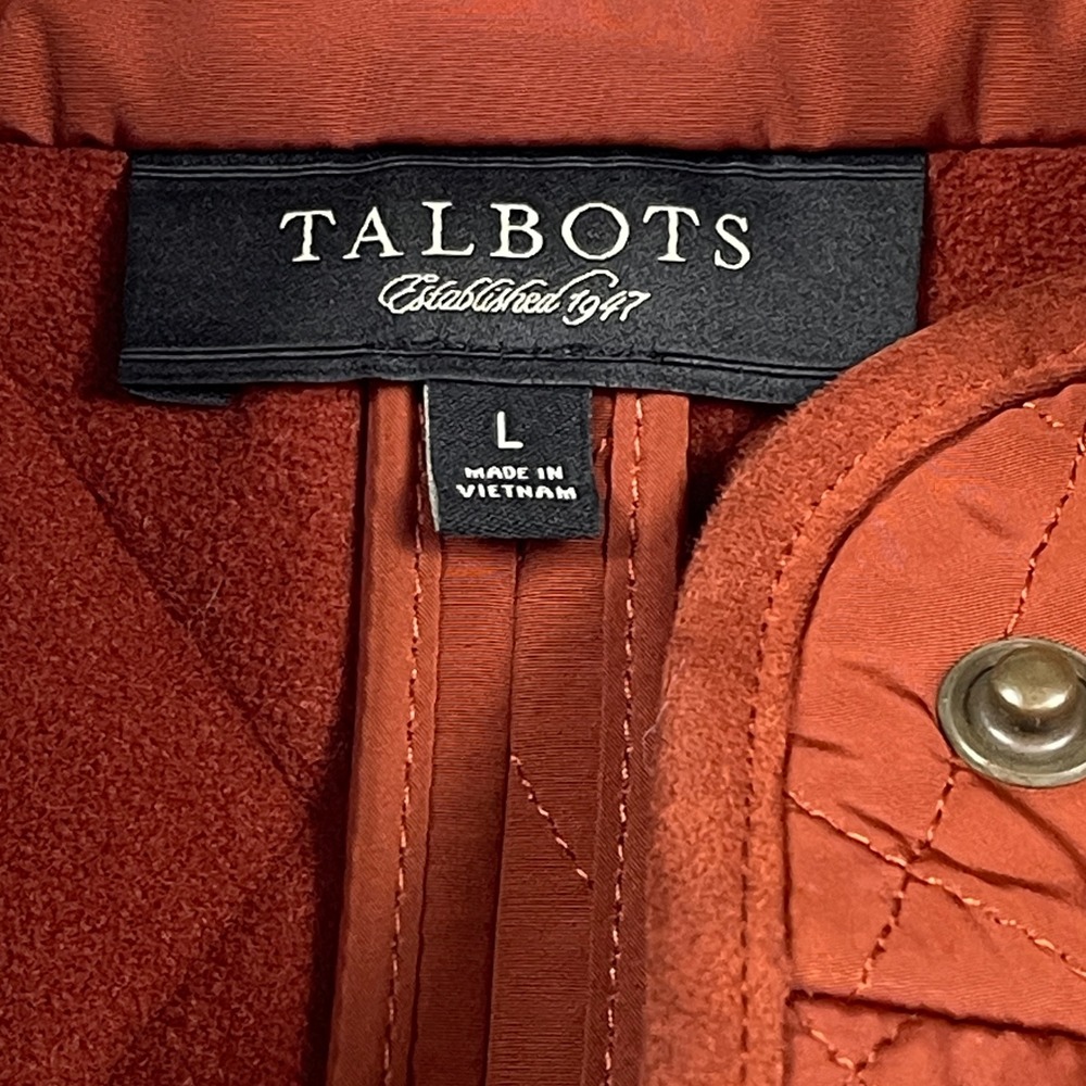 Talbots Womens Quilted Vest Burnt Orange Snap Front Equestrian Rust Large L - Picture 4 of 8
